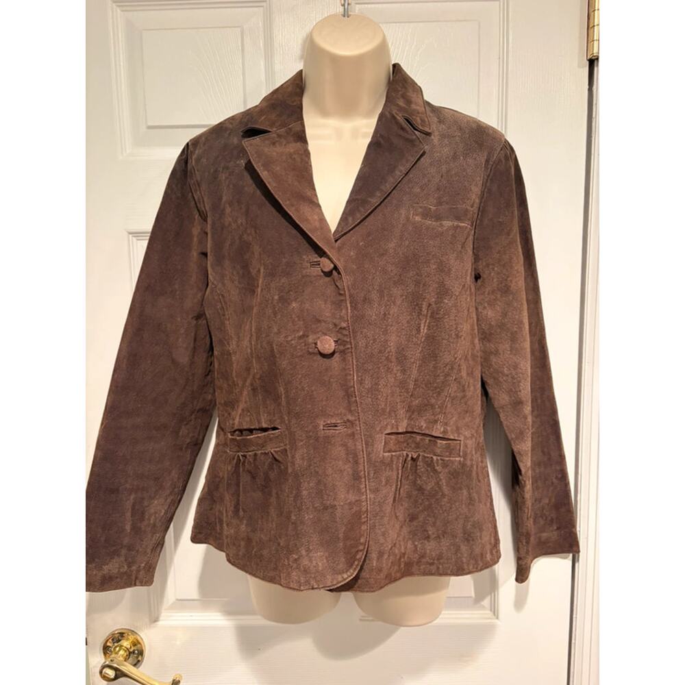 Vintage Hannah Brown Genuine Leather Blazer Jacket XL Leopard Lined Y2K‎ Boho